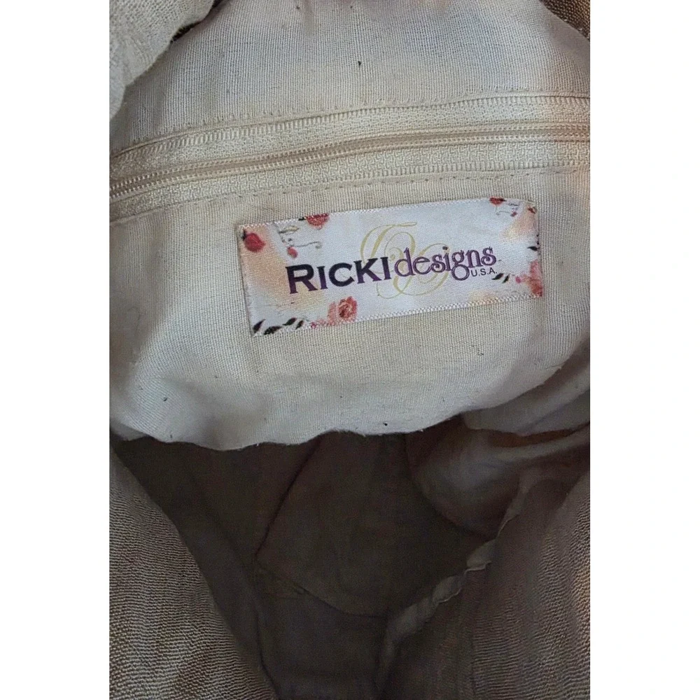 Ricki Designs Women OS Tote Bag Tan Multicolor Embroidered Fringe Boho Festival